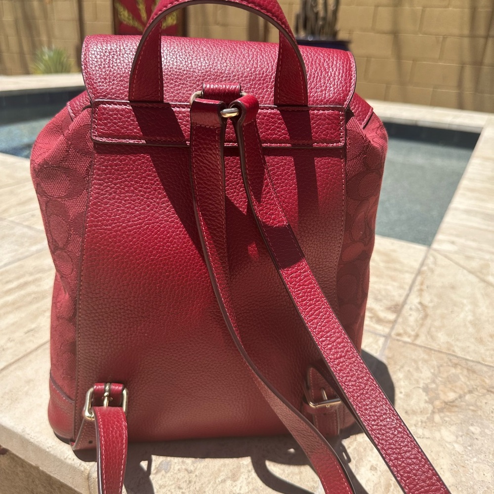 Coach Red Apple Signature Dempsey Patch Drawstring Backpack EXC - Picture 7 of 12